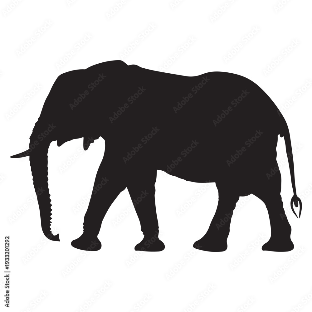 Fototapeta premium Elephant walking silhouette black vector illustration flat design art