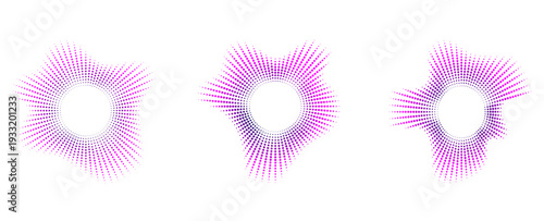 Set of 3 abstract purple sound wave vector elements.