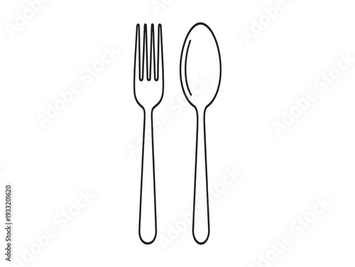 Simple line drawing of a fork and spoon