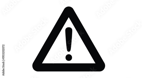 Simple black and white triangular warning sign with an exclamation point inside