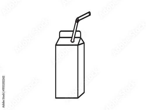 A simple line drawing of a juice box with a straw