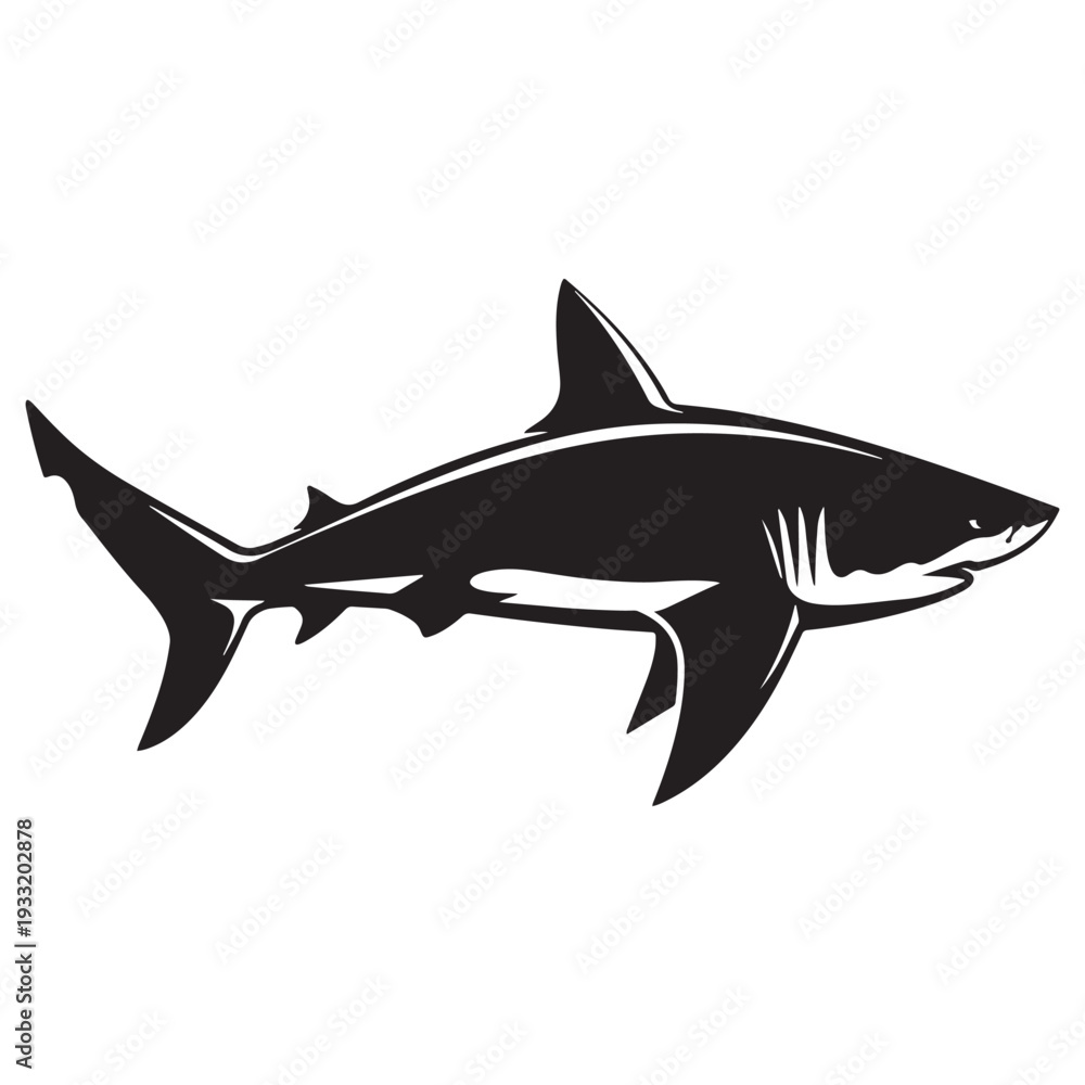 Naklejka premium Aggressive great white shark swimming underwater vector illustration flat design