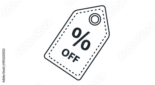 Simple line art illustration of a discount tag with a percentage off symbol