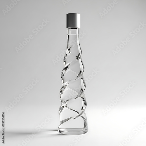 Clear glass bottle with a twisted design