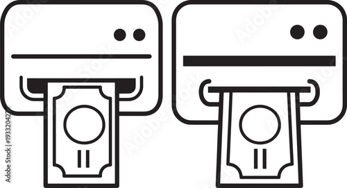 Money deposit silhouette icon for finance and banking transaction