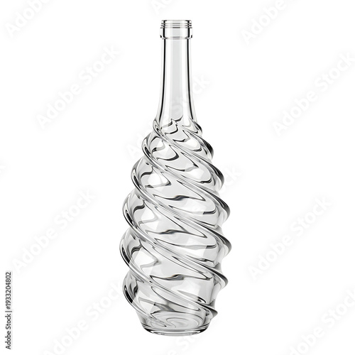 Clear glass bottle with a twisted spiral design