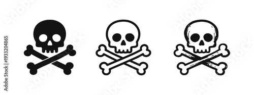 Classic Skull and Crossbones Icon Set: Danger, Poison, and Warning Symbols.