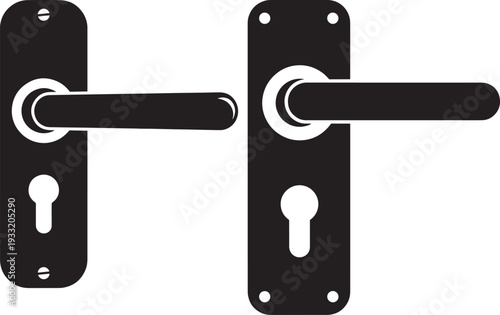 Silhouette door handles with keyhole and screws black icon