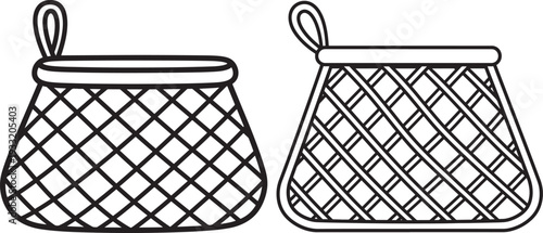 Silhouette woven pot holders for hot pans black icons