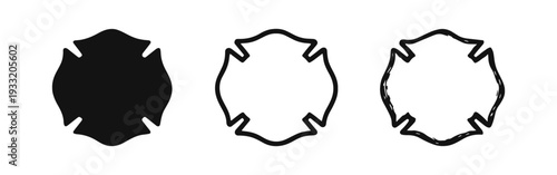 Modern Maltese Cross Firefighter Icon Set