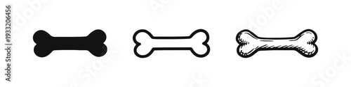 Collection of Dog Bone Icons - Pet Accessory and Food Graphics in Diverse Design Styles