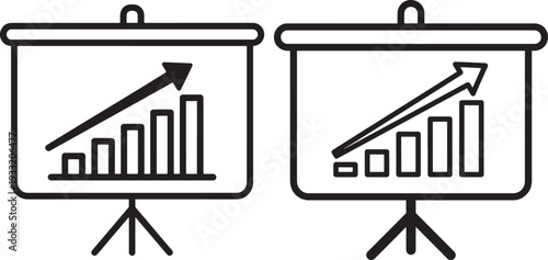 Silhouette presentation board with growing bar chart