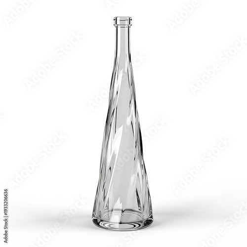 Clear glass bottle with twisted design