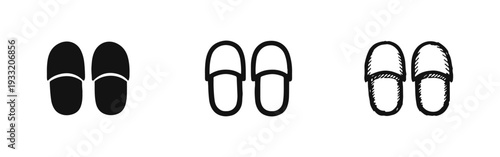 Slippers Icon Set for Home Comfort - Indoor Footwear and Hotel Spa Shoes Vector Illustration