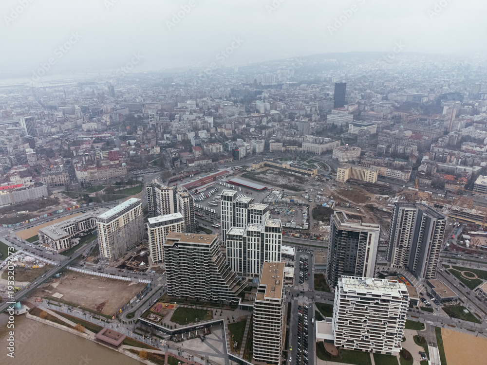 Fototapeta premium Drone View of the Belgrade Waterfront district