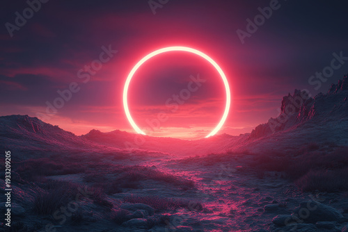 Red ring in desert sand.