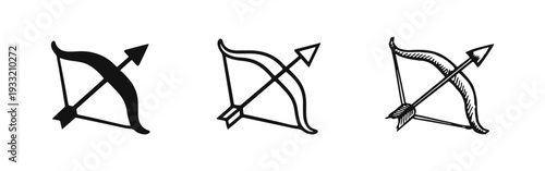 Sagittarius Zodiac Sign Bow and Arrow Icon Set