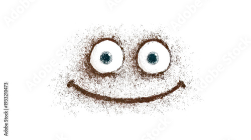 Happy face drawing with loose granular texture