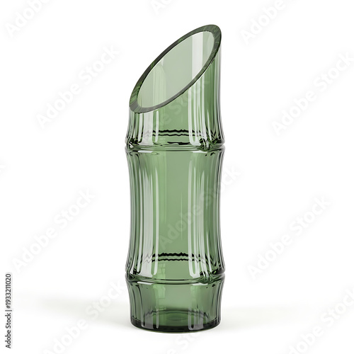 Green bambooshaped glass vase