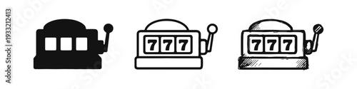 Vintage Slot Machine with 777 Jackpot Icons, Multiple Styles