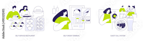 Food court isolated cartoon vector illustrations se