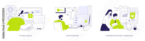 Information technology security isolated cartoon vector illustrations se