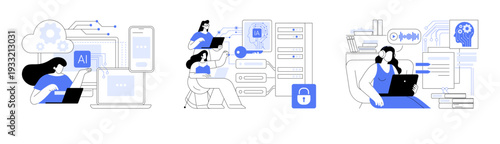 Advancements in Decentralized and AI Technologies abstract concept vector illustrations.