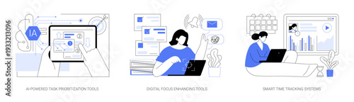 AI Tools for Productivity abstract concept vector illustrations.