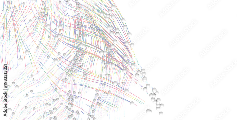 Obraz premium Dynamic abstract image featuring colorful lines and spheres creating a sense of movement, perfect for modern designs an