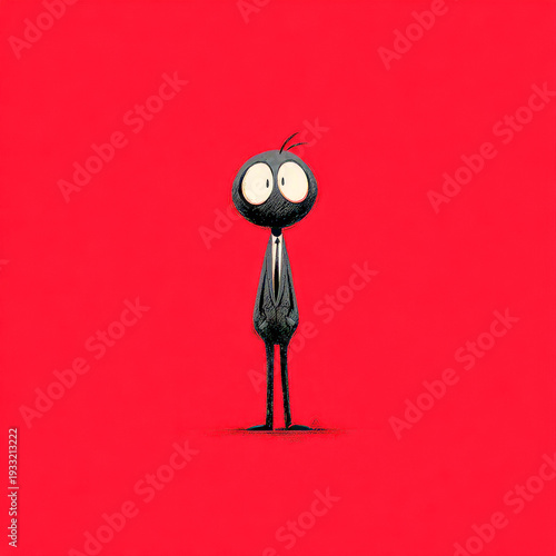 Quirky black character wearing a suit and tie