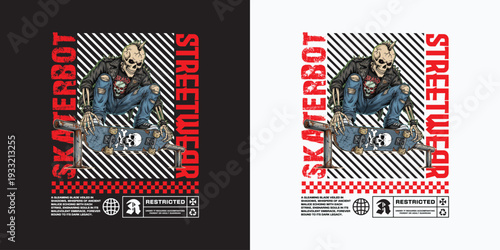 Streetwear Skateboarding Graphic T-Shirt Design Urban Skater Style