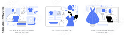 AI Innovations in Fashion Design abstract concept vector illustrations.