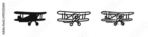 Foto Angled Biplane Icon Set