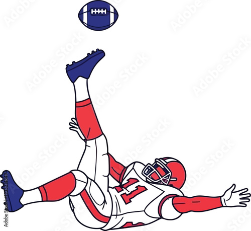 American football player kicking a ball in mid air