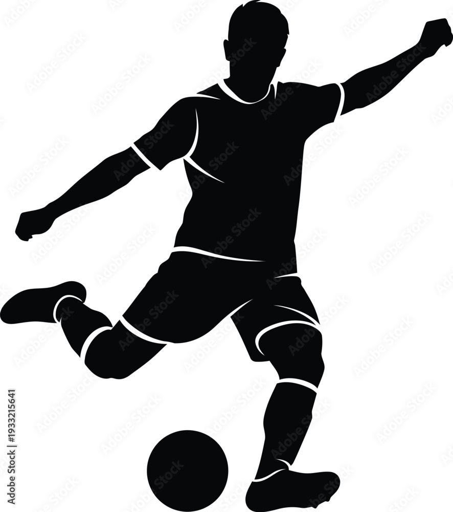 Naklejka premium Soccer player kicking a ball in motion