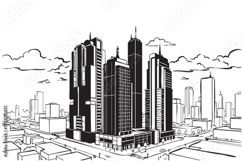 Abstract Architectural Sketch - Modern high rise Buildings