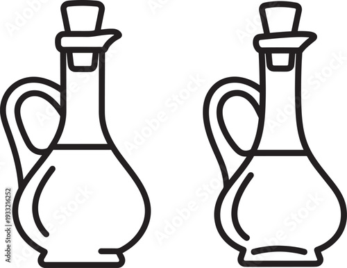Silhouette oil bottles with stoppers isolated