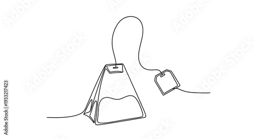Pyramid Teabag Continuous One Line Art for Modern Hot Beverage