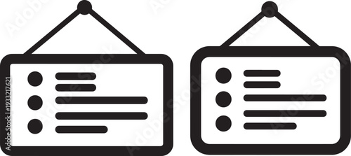 Hanging notice board with checklist silhouette