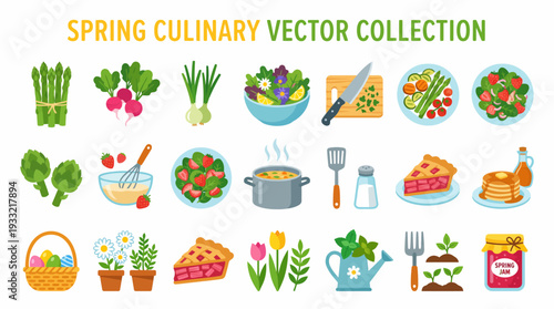 Vibrant spring culinary collection for cooking and recipes