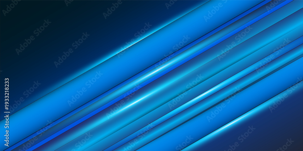 Fototapeta premium Technology futuristic background striped lines with light effect on blue background. Space for text. Vector illustration