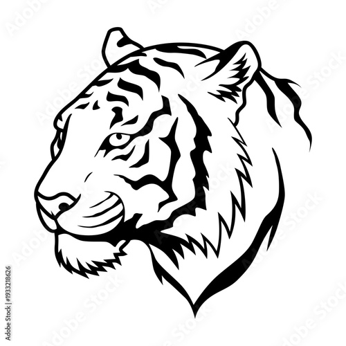 Tiger head icon in black and white. Tiger head design