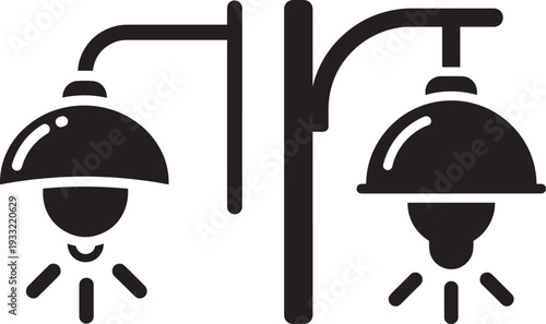 Silhouette street light icons silhouette