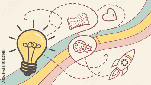 Vibrant illustration of creative ideas and inspiration in motion