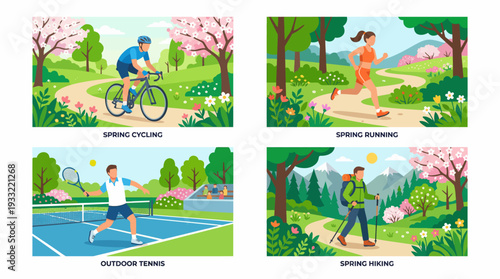 People enjoying outdoor spring activities in nature