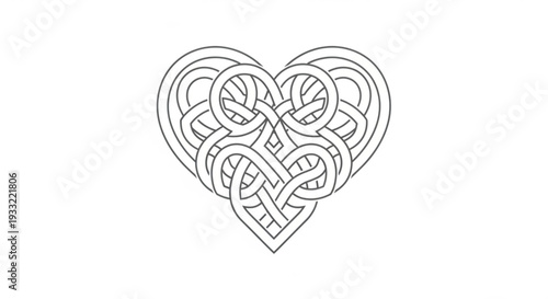 Intricate celtic heart silhouette knotwork design on transparent background