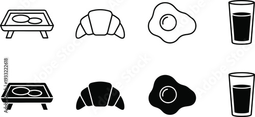 Icon bundle featuring breakfast items and dark variants