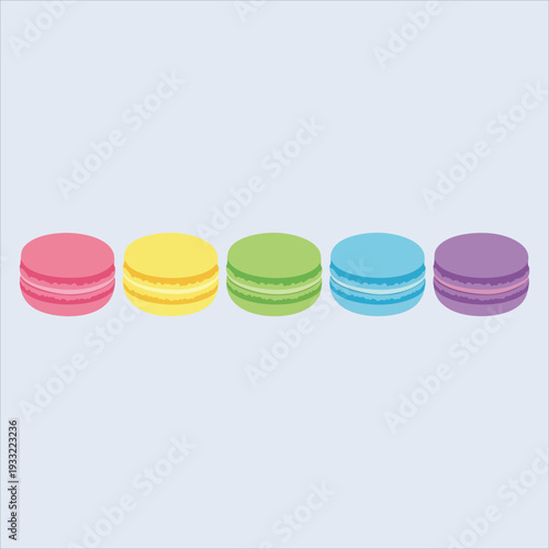 Macarons art colored dessert illustration