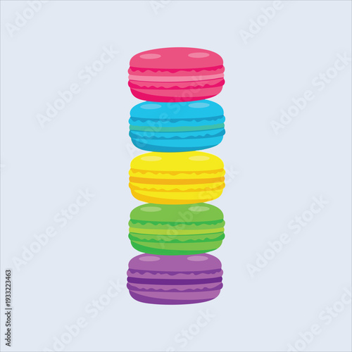 Macarons art colored dessert illustration