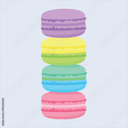 Macarons art colored dessert illustration